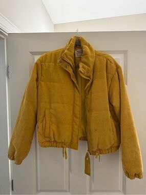 Ashley By 26 International Mustard Yellow Corduroy Puffer Jacket